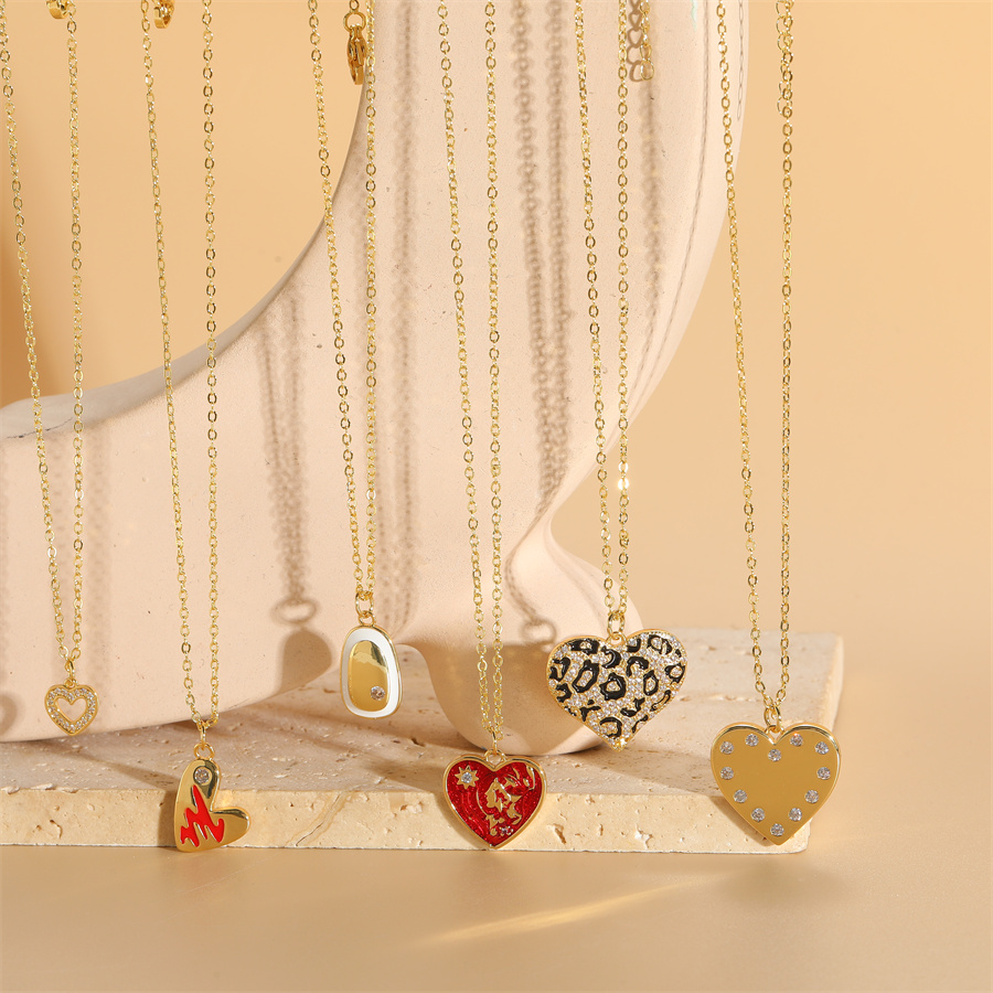 Einfacher Stil Herzform Kupfer 14 Karat Vergoldet Zirkon Halskette Mit Anhänger In Masse display picture 7