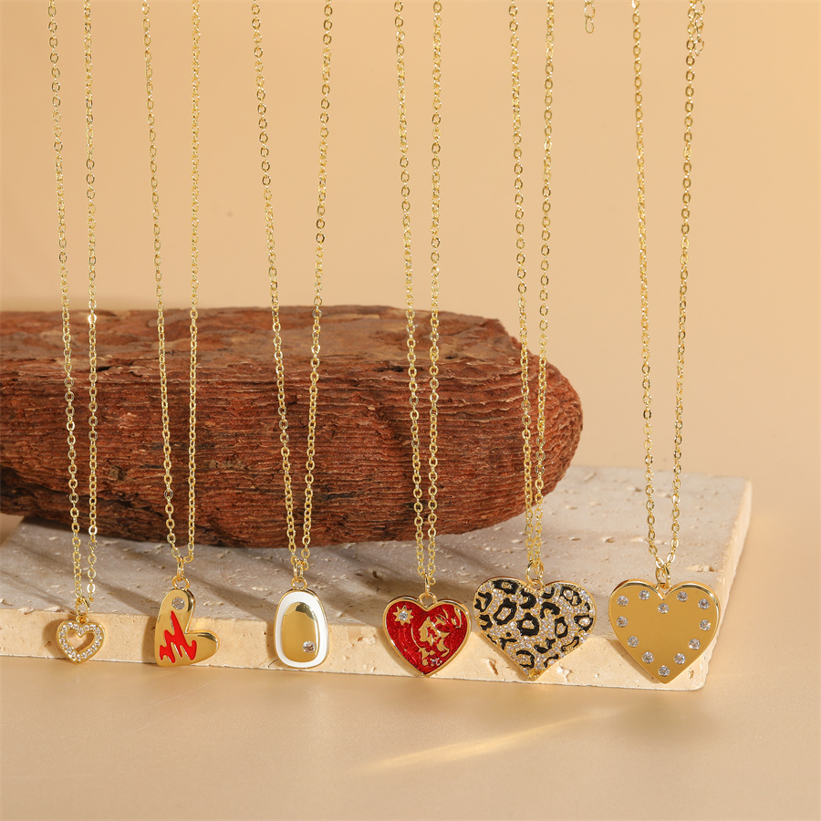 Einfacher Stil Herzform Kupfer 14 Karat Vergoldet Zirkon Halskette Mit Anhänger In Masse display picture 8