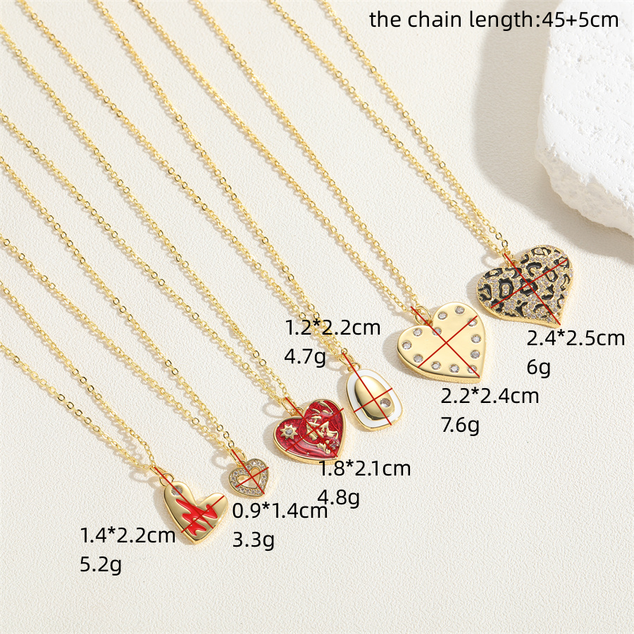 Simple Style Heart Shape Copper 14k Gold Plated Zircon Pendant Necklace In Bulk display picture 10