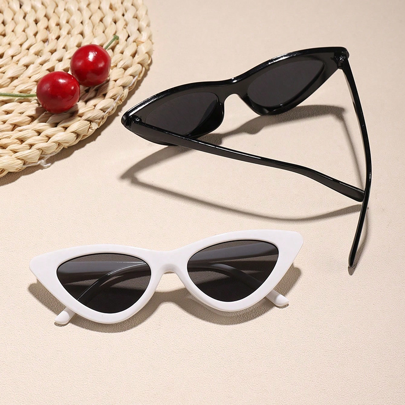 Retro Solid Color Resin Cat Eye Full Frame Women's Sunglasses display picture 1