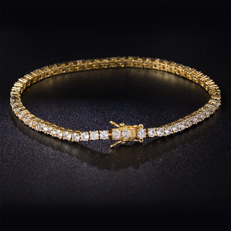 Copper 18K Gold Plated Glam Wedding Shiny Solid Color Chain Inlay Zircon Tennis Bracelet display picture 3