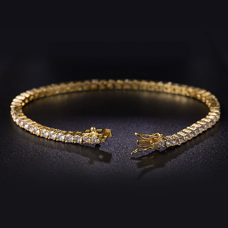 Copper 18K Gold Plated Glam Wedding Shiny Solid Color Chain Inlay Zircon Tennis Bracelet display picture 1