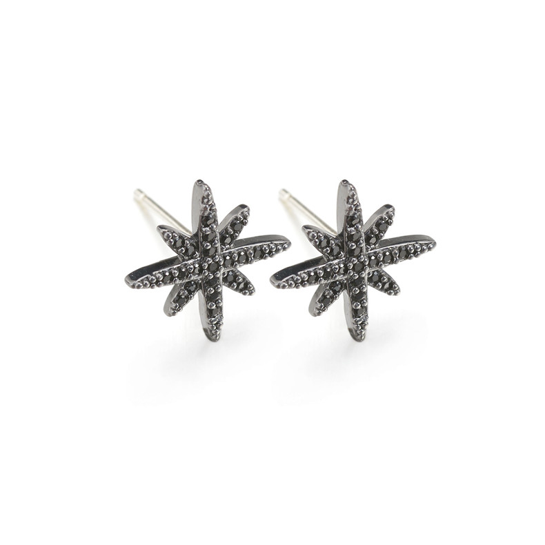 1 Pair Simple Style Star Plating Inlay Copper Zircon White Gold Plated Ear Studs display picture 1
