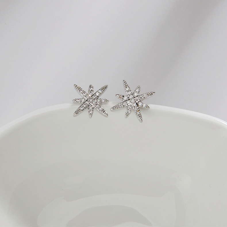 1 Pair Simple Style Star Plating Inlay Copper Zircon White Gold Plated Ear Studs display picture 5