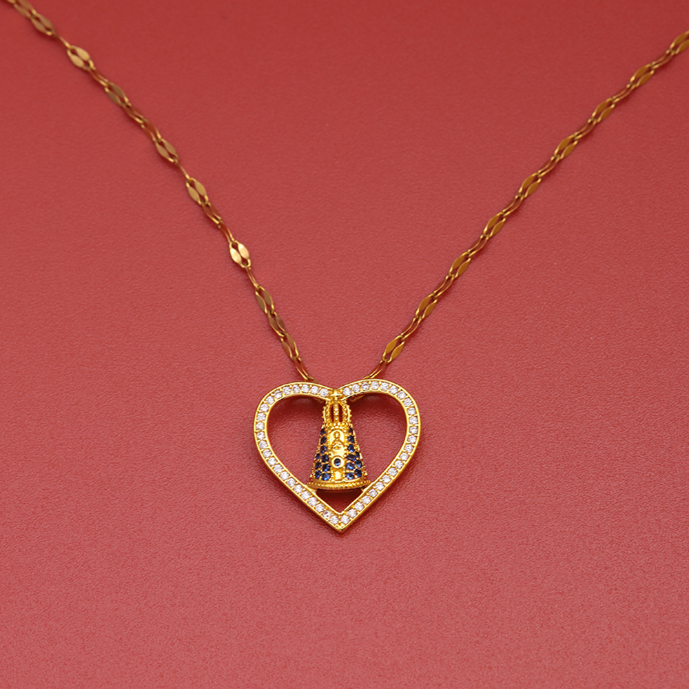 Ig Style Simple Style Heart Shape Stainless Steel Copper 18k Gold Plated Zircon Pendant Necklace In Bulk display picture 3