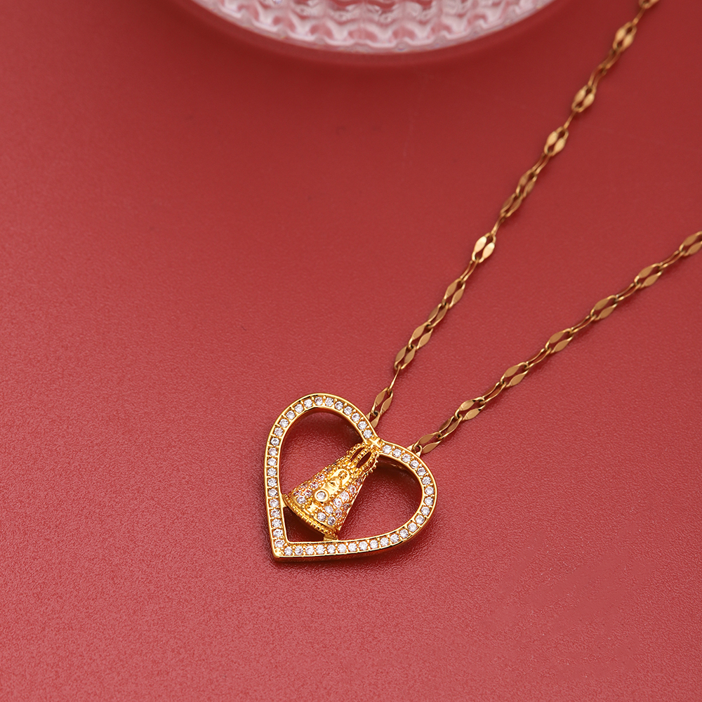 Ig Style Simple Style Heart Shape Stainless Steel Copper 18k Gold Plated Zircon Pendant Necklace In Bulk display picture 5