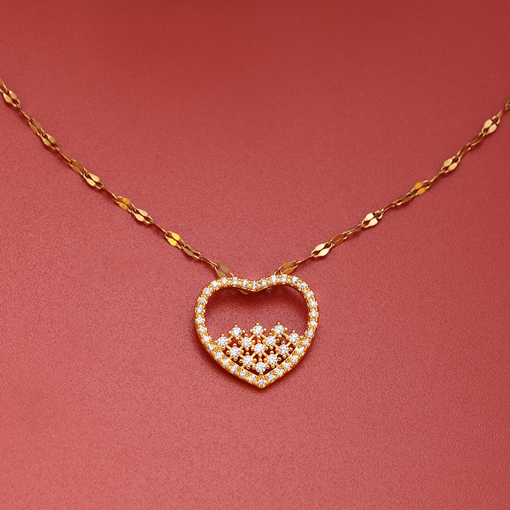 Ig Style Simple Style Heart Shape Stainless Steel Copper 18k Gold Plated Zircon Pendant Necklace In Bulk display picture 7