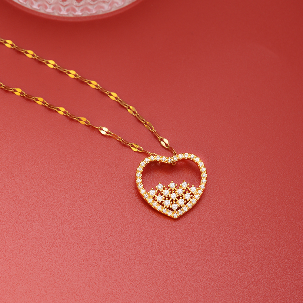 Ig Style Simple Style Heart Shape Stainless Steel Copper 18k Gold Plated Zircon Pendant Necklace In Bulk display picture 4