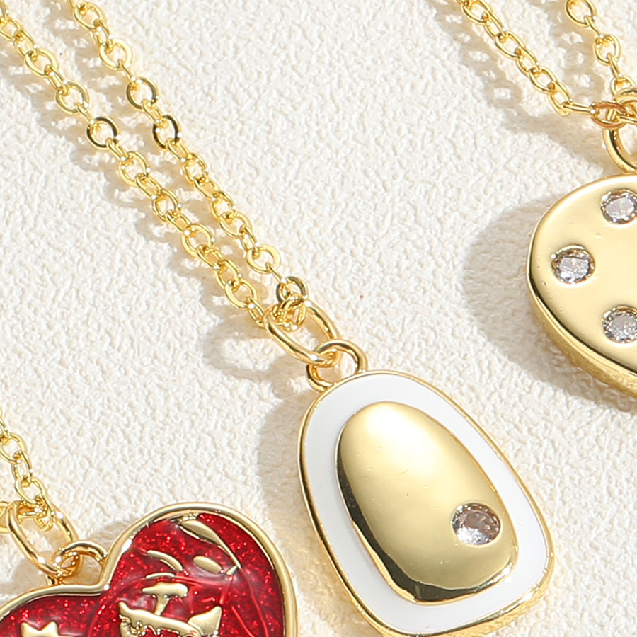 Einfacher Stil Herzform Kupfer 14 Karat Vergoldet Zirkon Halskette Mit Anhänger In Masse display picture 4