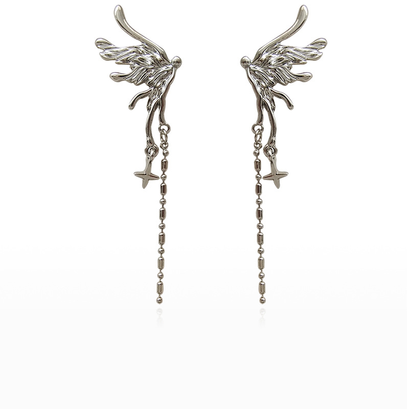 1 Pair Ig Style Simple Style Star Wings Plating Chain Alloy Copper Drop Earrings display picture 1