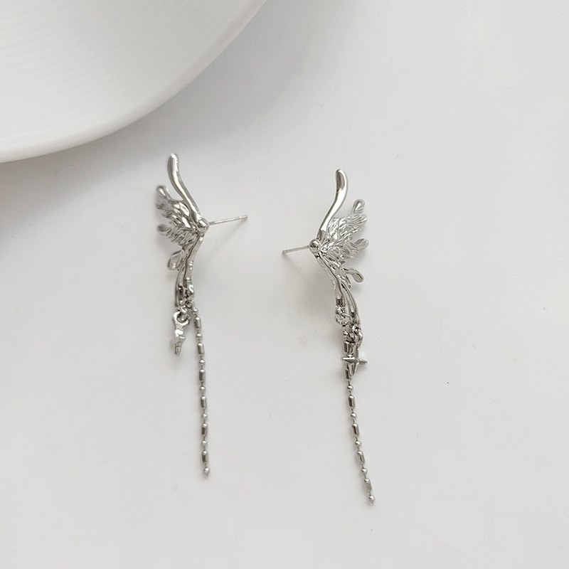1 Pair Ig Style Simple Style Star Wings Plating Chain Alloy Copper Drop Earrings display picture 7
