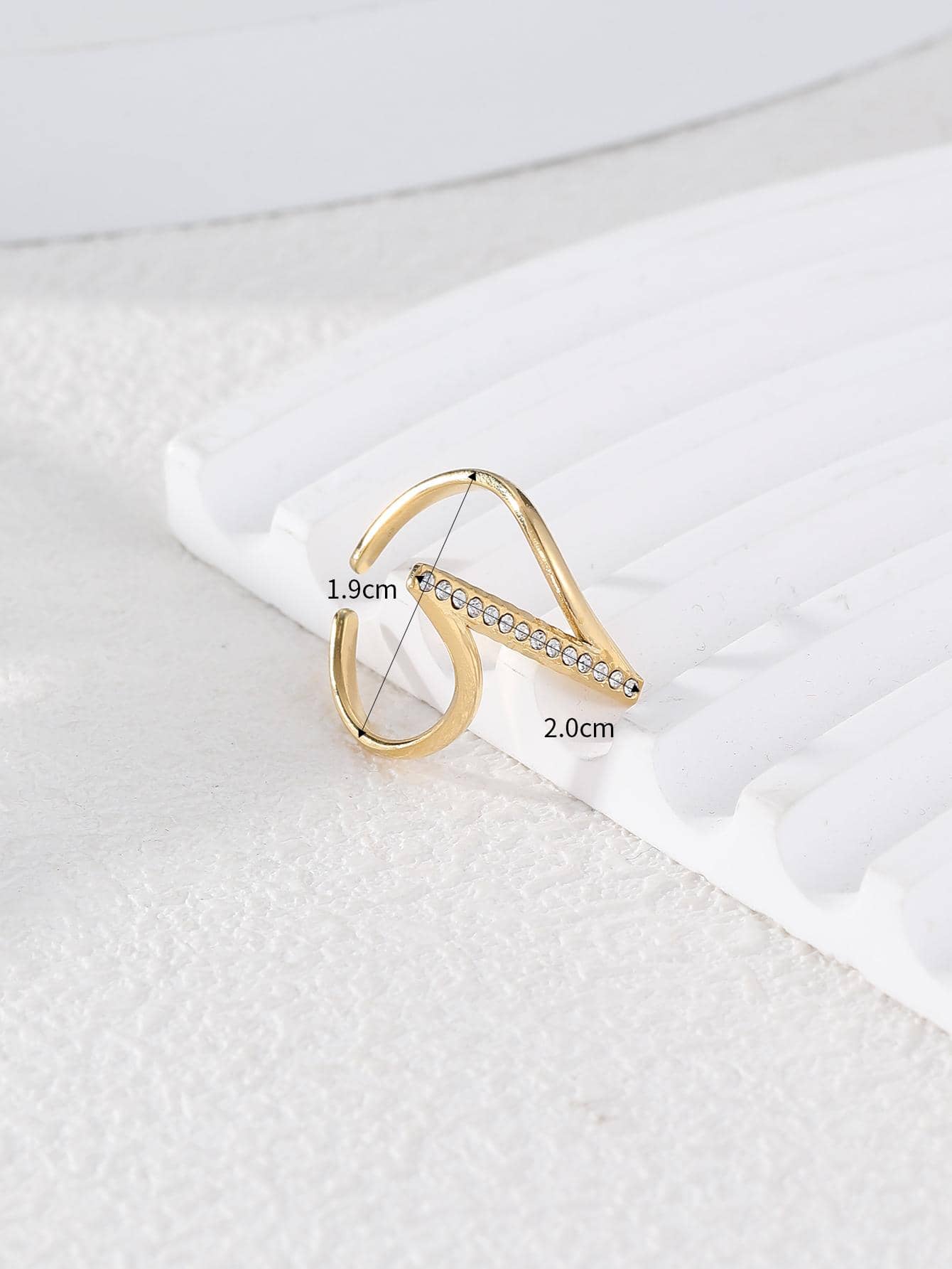 304 Stainless Steel 14K Gold Plated Simple Style Plating Inlay Geometric Zircon Open Rings display picture 3