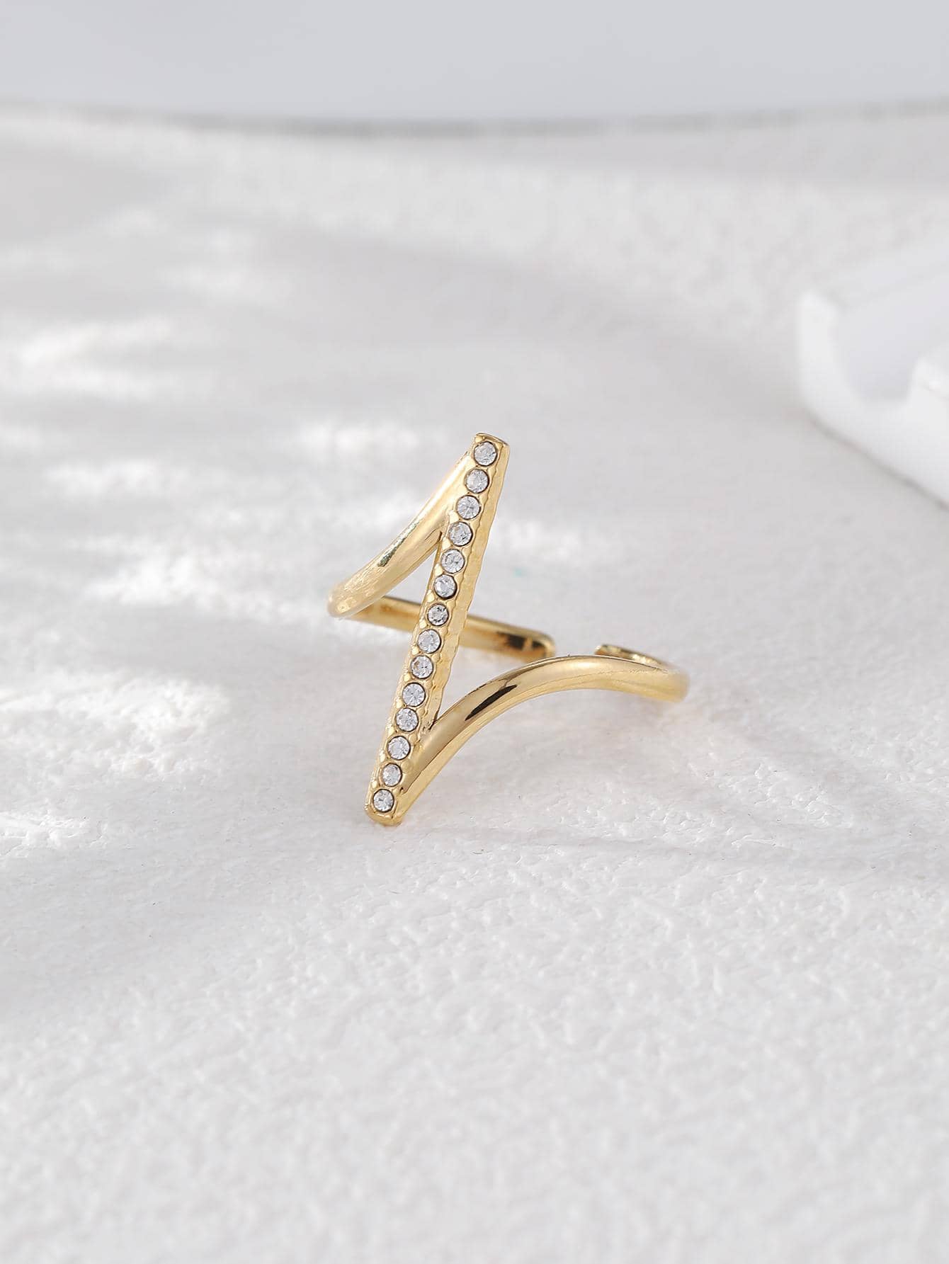 304 Stainless Steel 14K Gold Plated Simple Style Plating Inlay Geometric Zircon Open Rings display picture 4