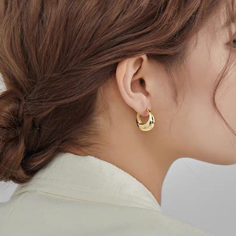 1 Pair Simple Style Geometric Alloy Gold Plated Silver Plated Hoop Earrings display picture 2