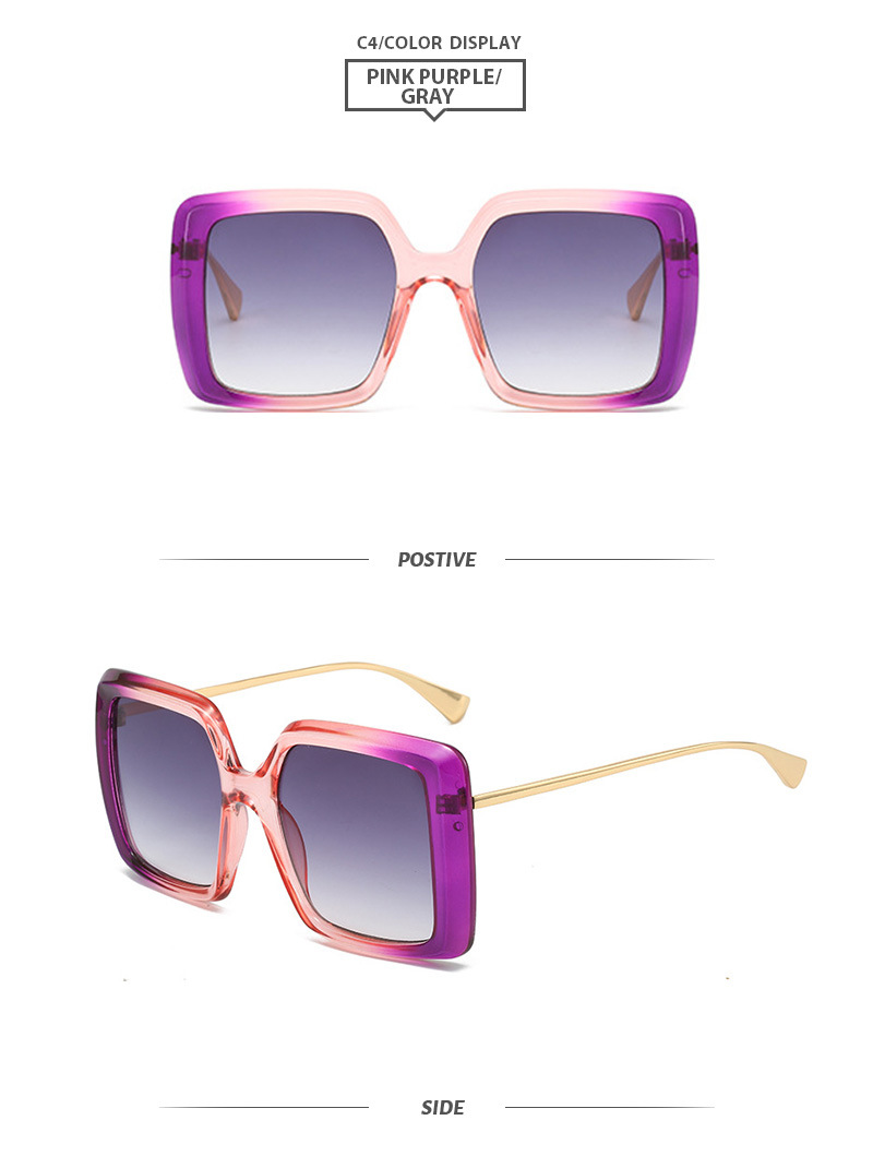 Elegant Basic Gradient Color Pc Square Full Frame Women's Sunglasses display picture 4