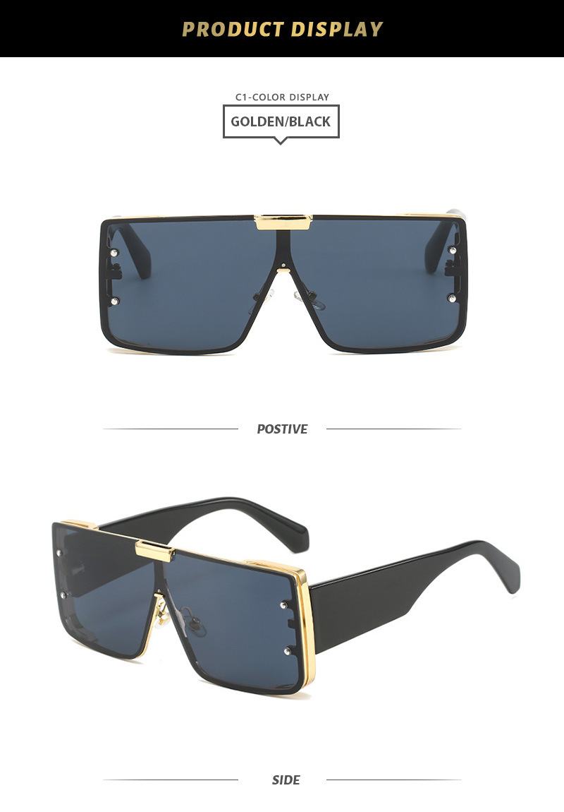 Elegant Basic Solid Color Pc Square Full Frame Men's Sunglasses display picture 2