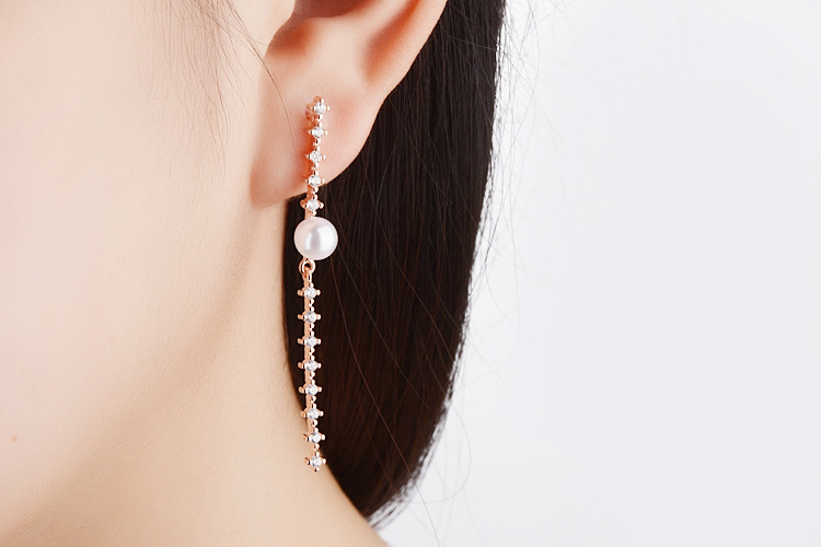 1 Pair Simple Style Shiny Geometric Inlay Copper Artificial Pearls Zircon Drop Earrings display picture 2