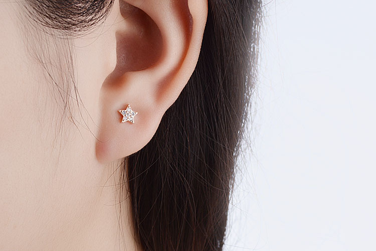 1 Pair Elegant Lady Classic Style Star Inlay Copper Zircon Ear Studs display picture 2