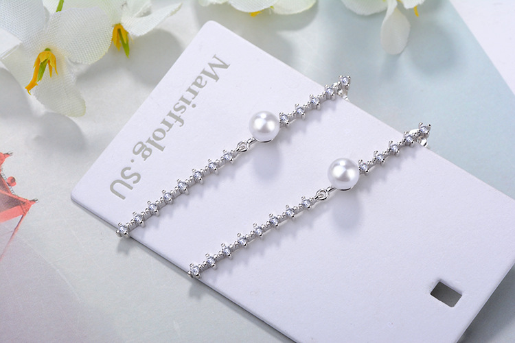 1 Paar Einfacher Stil Glänzend Geometrisch Inlay Kupfer Künstliche Perlen Zirkon Tropfenohrringe display picture 8