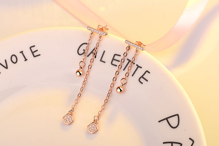 1 Paire Élégant Style Simple Géométrique Gland Incruster Le Cuivre Zircon Boucles D'oreilles display picture 3