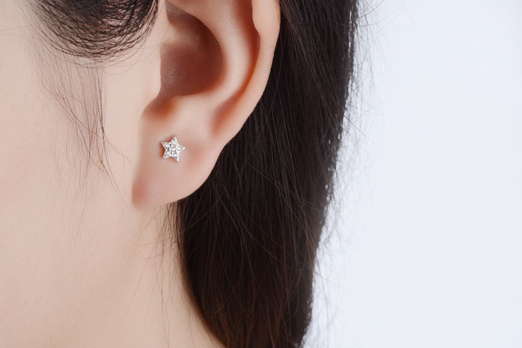 1 Pair Elegant Lady Classic Style Star Inlay Copper Zircon Ear Studs display picture 11