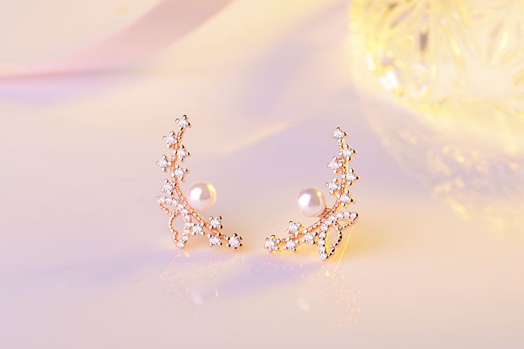 1 Pair Fairy Style Elegant Lady Bow Knot Inlay Copper Pearl Zircon Ear Studs display picture 4