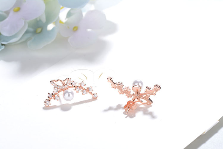 1 Pair Fairy Style Elegant Lady Bow Knot Inlay Copper Pearl Zircon Ear Studs display picture 9