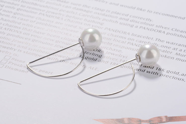 1 Pair Lady Simple Style Geometric Plating Copper White Gold Plated Drop Earrings display picture 2