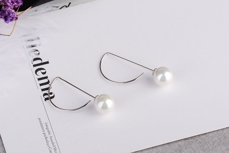 1 Pair Lady Simple Style Geometric Plating Copper White Gold Plated Drop Earrings display picture 3