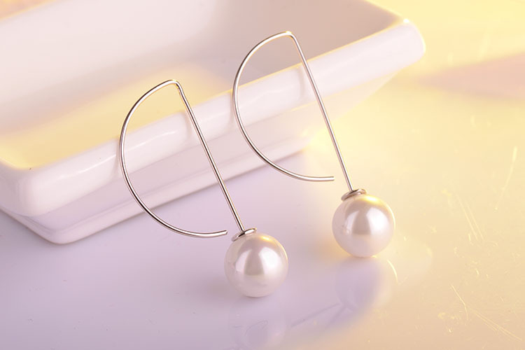1 Pair Lady Simple Style Geometric Plating Copper White Gold Plated Drop Earrings display picture 7