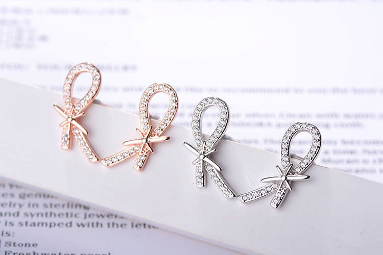 1 Pair Simple Style Classic Style Bow Knot Inlay Copper Rhinestones Ear Studs display picture 4