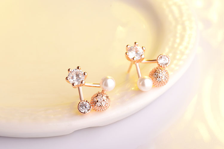 1 Pair Simple Style Classic Style Flower Inlay Copper Rhinestones Ear Studs display picture 9