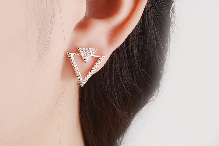 1 Pair Simple Style Classic Style Solid Color Inlay Copper Zircon Ear Studs display picture 11