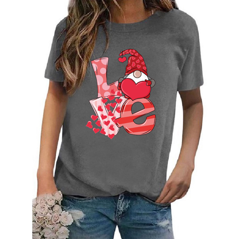 Women's T-shirt Short Sleeve T-shirts Casual Classic Style Letter Heart Shape display picture 6