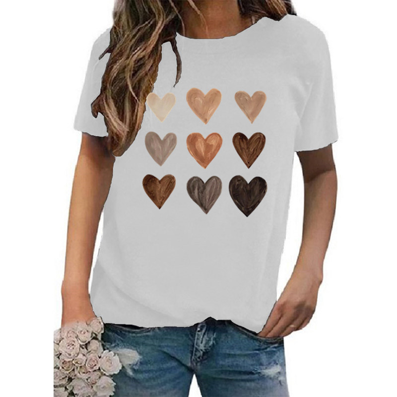 Women's T-shirt Short Sleeve T-shirts Printing Casual Classic Style Heart Shape display picture 1