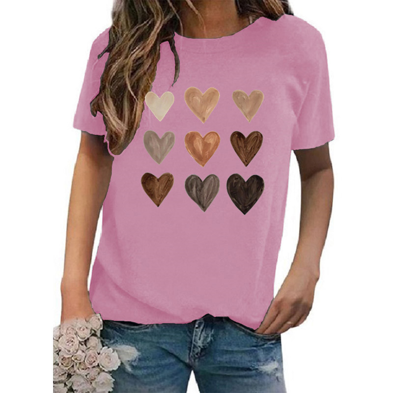 Women's T-shirt Short Sleeve T-shirts Printing Casual Classic Style Heart Shape display picture 2