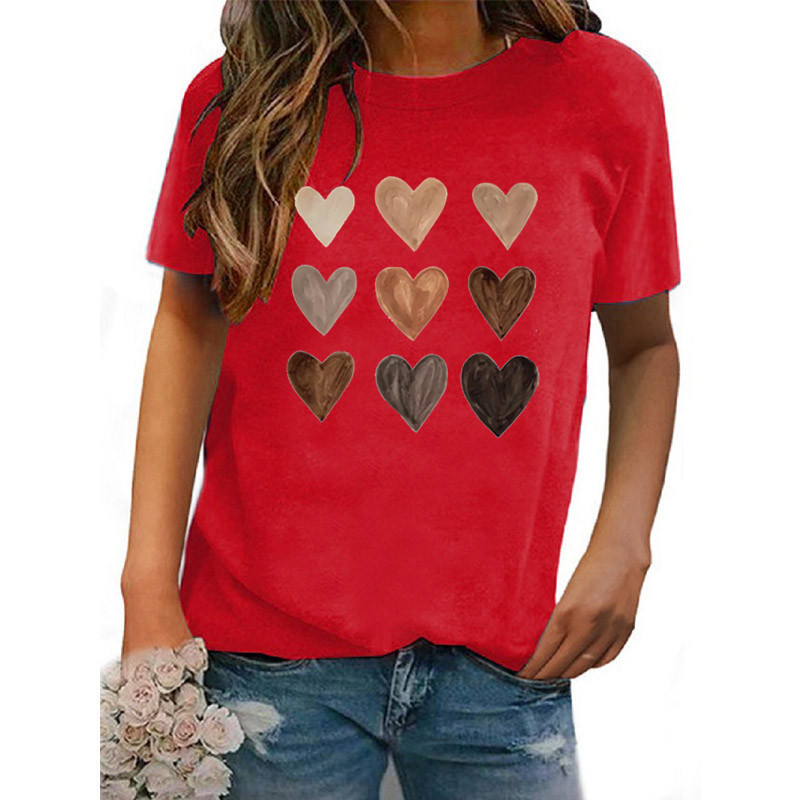 Women's T-shirt Short Sleeve T-shirts Printing Casual Classic Style Heart Shape display picture 3