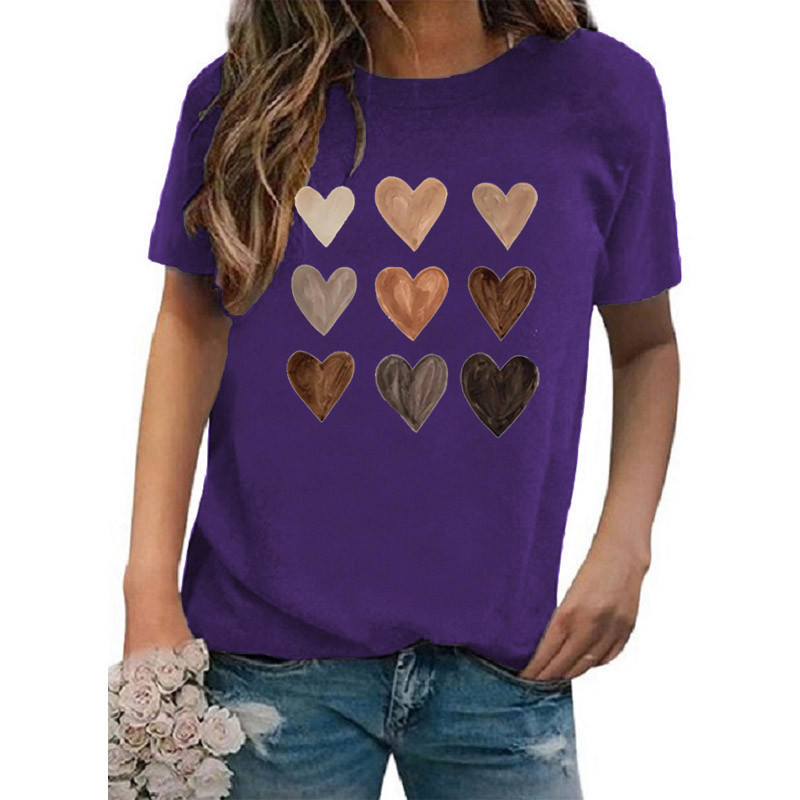 Women's T-shirt Short Sleeve T-shirts Printing Casual Classic Style Heart Shape display picture 4