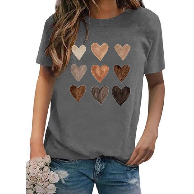 Women's T-shirt Short Sleeve T-shirts Printing Casual Classic Style Heart Shape display picture 5