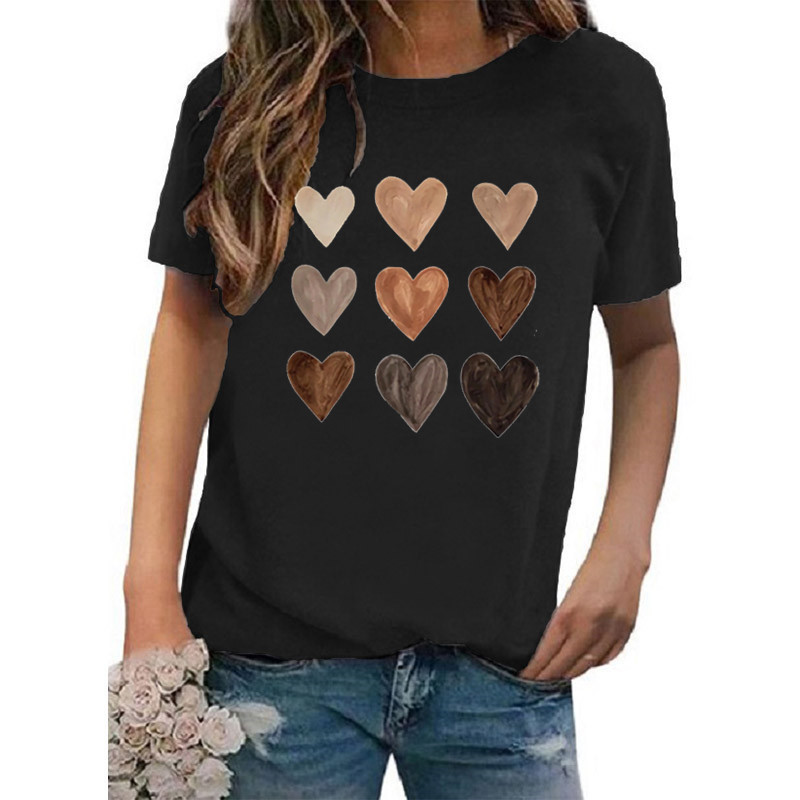 Women's T-shirt Short Sleeve T-shirts Printing Casual Classic Style Heart Shape display picture 6