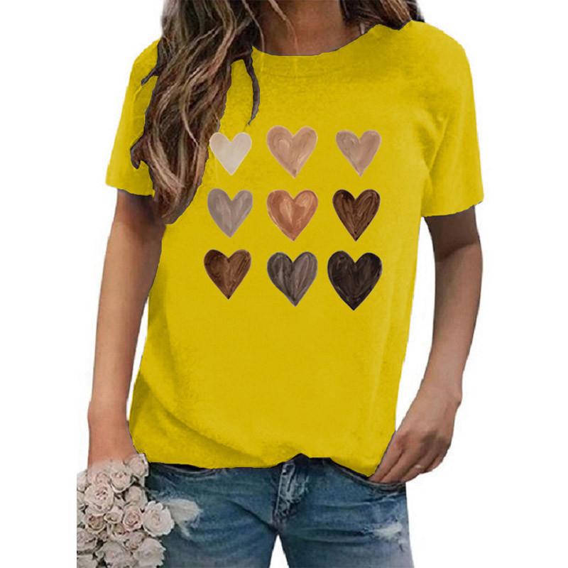 Women's T-shirt Short Sleeve T-shirts Printing Casual Classic Style Heart Shape display picture 7
