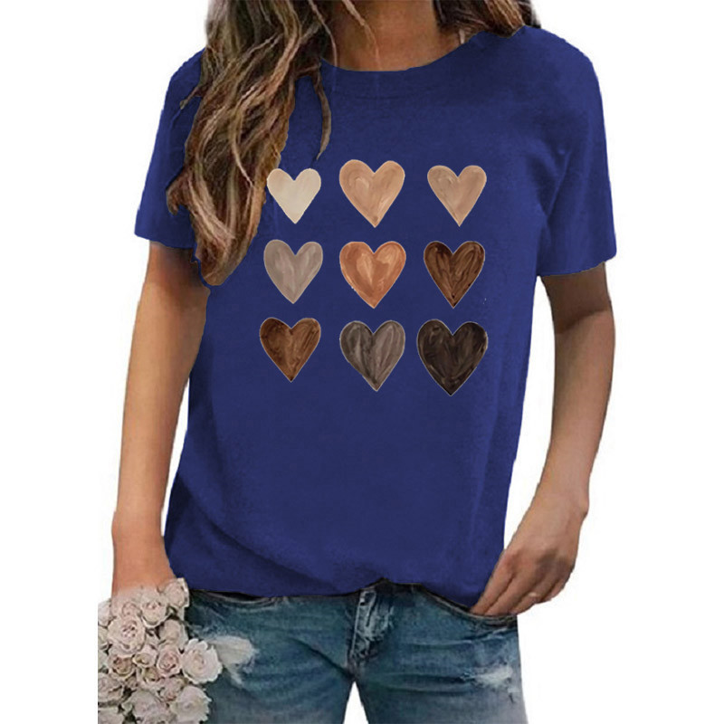Women's T-shirt Short Sleeve T-shirts Printing Casual Classic Style Heart Shape display picture 8