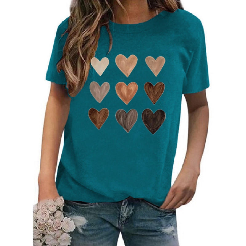 Women's T-shirt Short Sleeve T-shirts Printing Casual Classic Style Heart Shape display picture 9