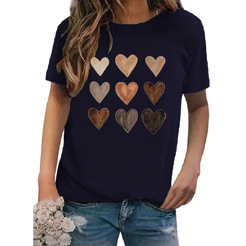 Women's T-shirt Short Sleeve T-shirts Printing Casual Classic Style Heart Shape display picture 10