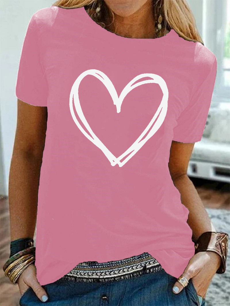 Women's T-shirt Short Sleeve T-shirts Printing Casual Streetwear Heart Shape display picture 1