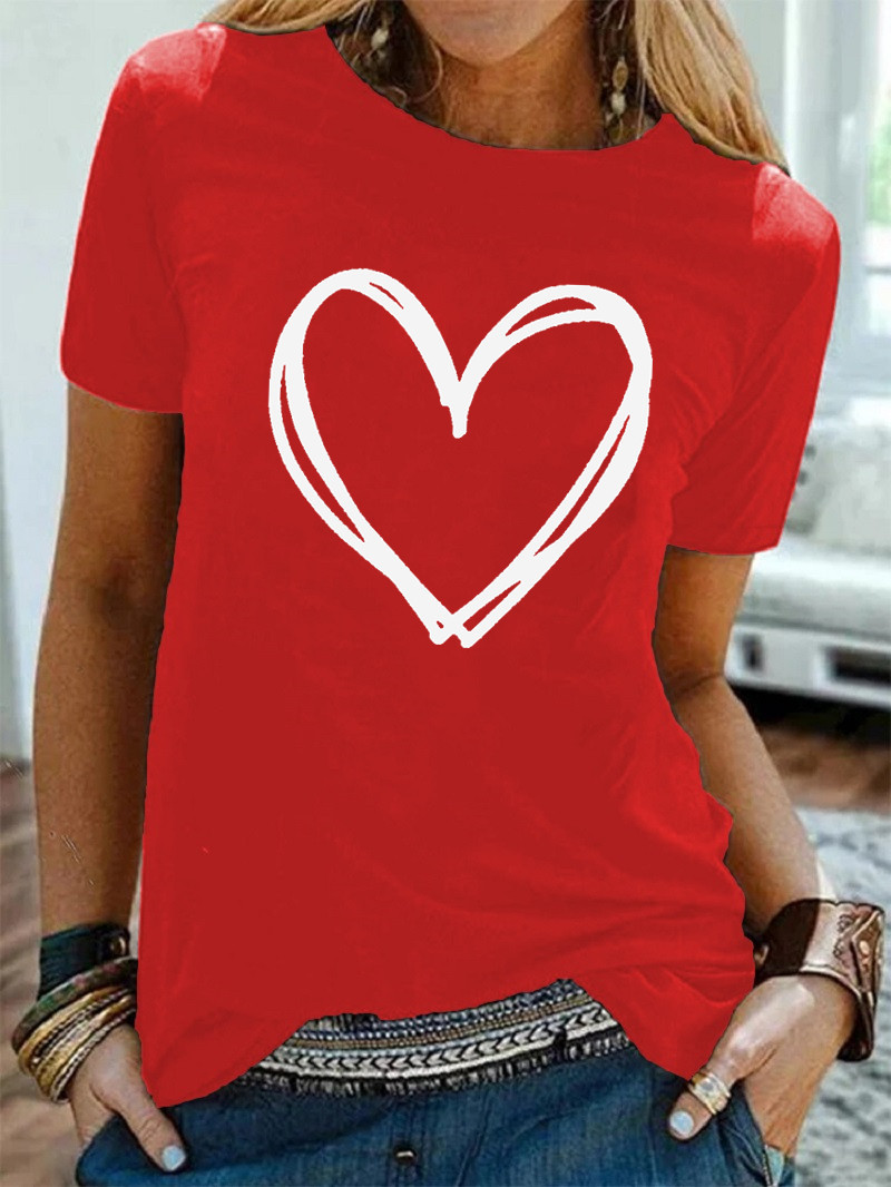 Women's T-shirt Short Sleeve T-shirts Printing Casual Streetwear Heart Shape display picture 2