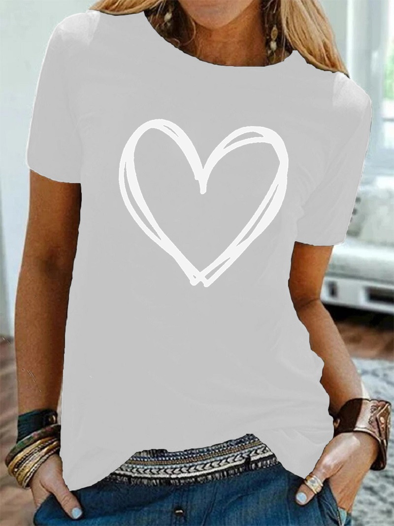 Women's T-shirt Short Sleeve T-shirts Printing Casual Streetwear Heart Shape display picture 3