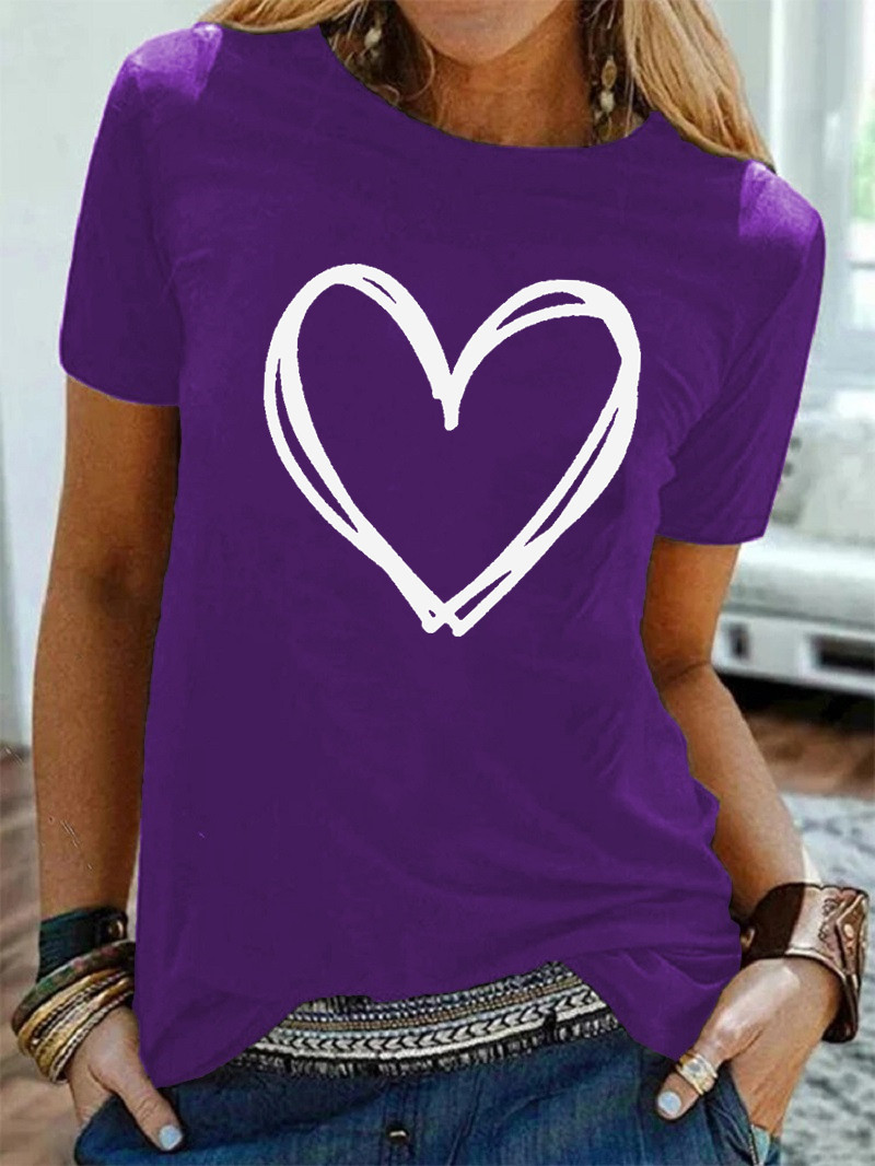 Women's T-shirt Short Sleeve T-shirts Printing Casual Streetwear Heart Shape display picture 4