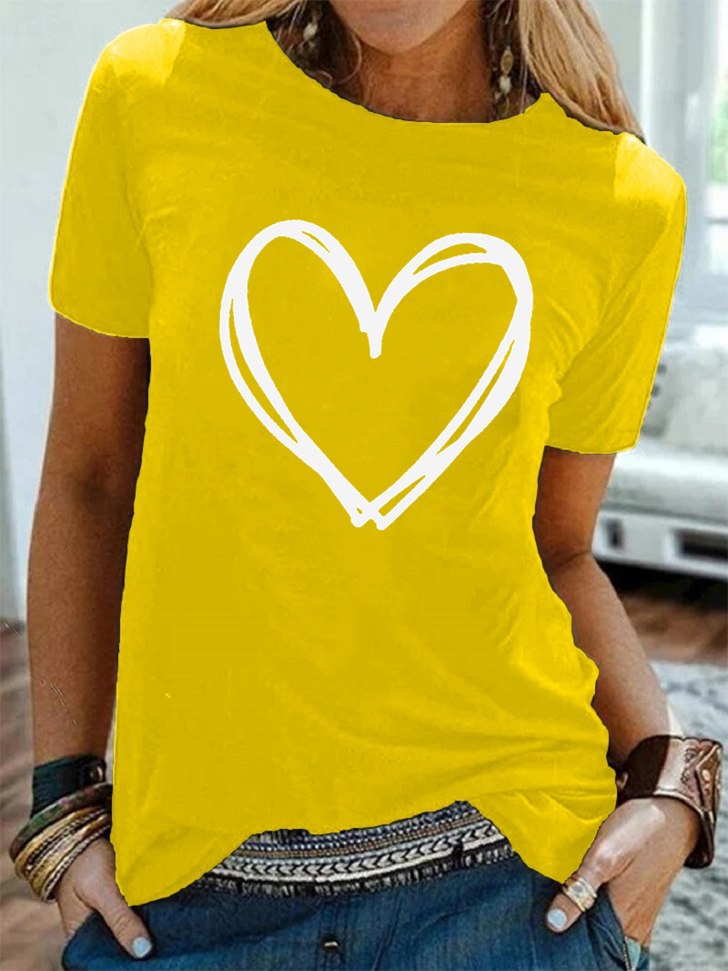 Women's T-shirt Short Sleeve T-shirts Printing Casual Streetwear Heart Shape display picture 7