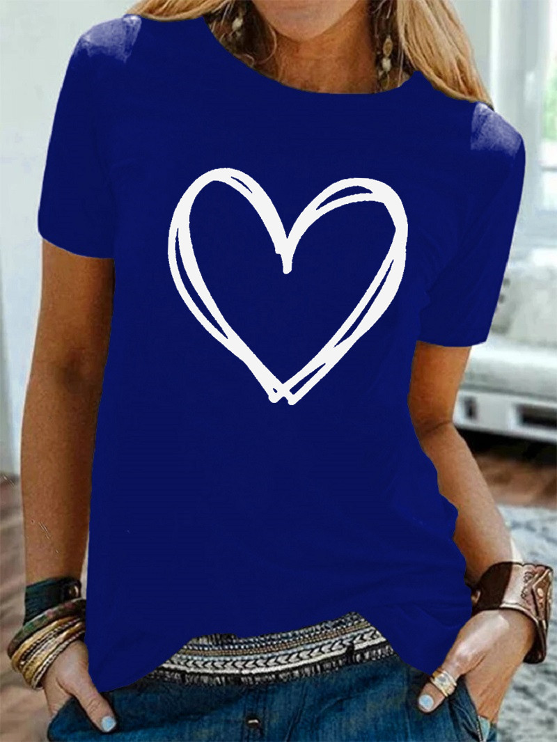 Women's T-shirt Short Sleeve T-shirts Printing Casual Streetwear Heart Shape display picture 8